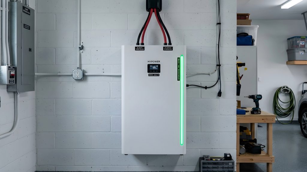 Photovoltaikmodule auf dem Flachdach eines Gewerbegebäudes